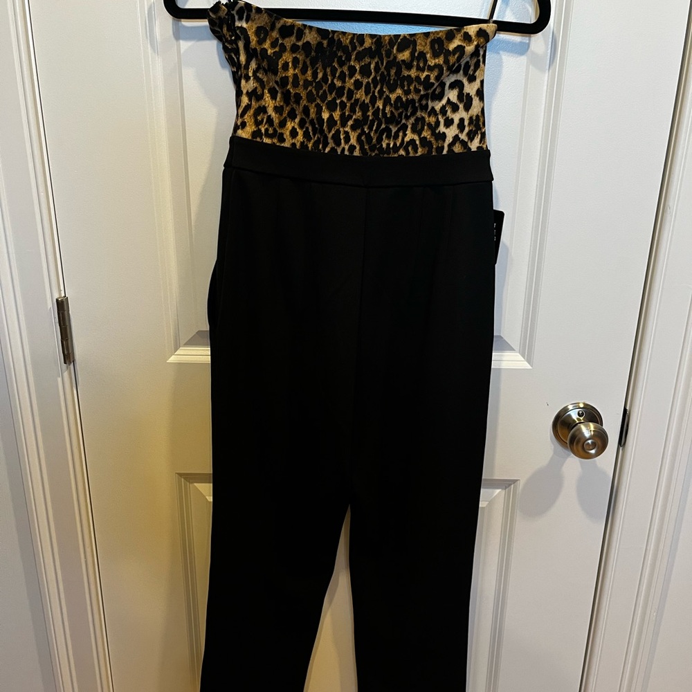 Express Leopard Print and Black Jumpsuit